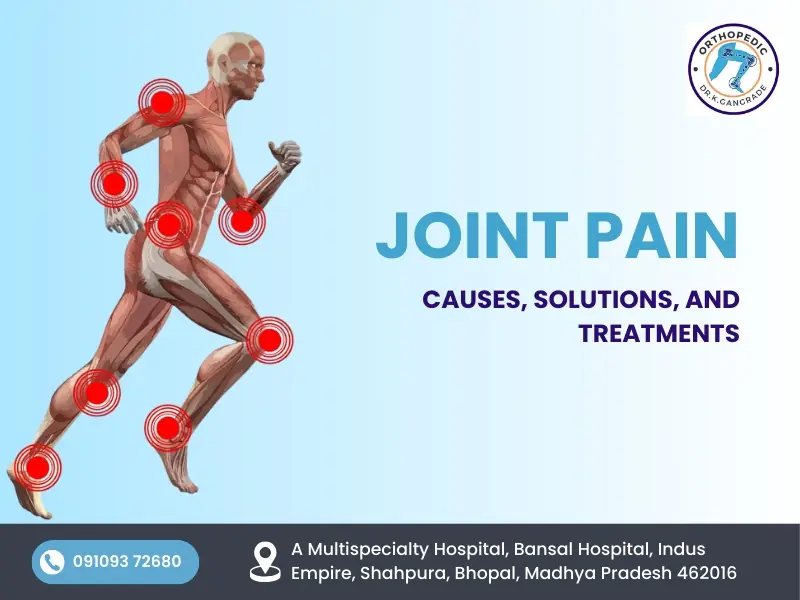 "Healthcare advertisement about joint pain causes, solutions, and treatments