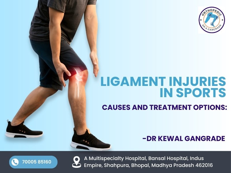 “Ligament injuries in sports showing knee and ankle joints with treatment options in Bhopal”